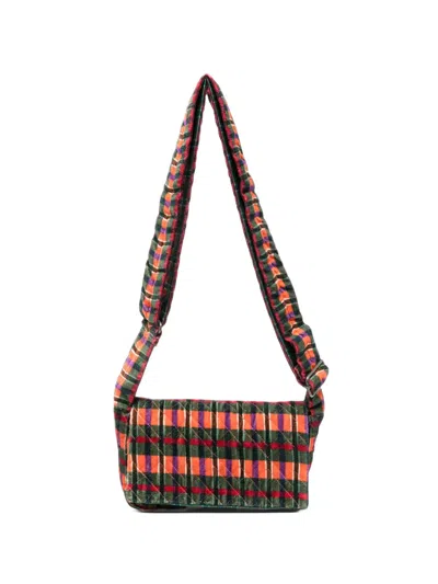 Epice Check-pattern Quilted Crossbody Bag In Orange