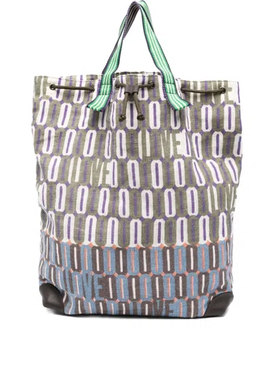 Epice Chenna Drawstring Patterned Backpack In Green