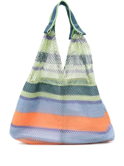 Epice Elziver Striped-mesh Shoulder Bag In Green