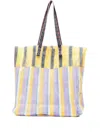 Epice Kanpur Striped Mesh Tote Bag In Yellow