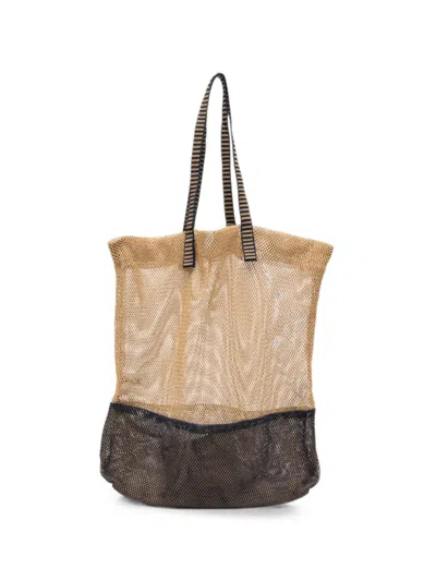 Epice Mesh-knit Bicolor Shoulder Bag In Brown