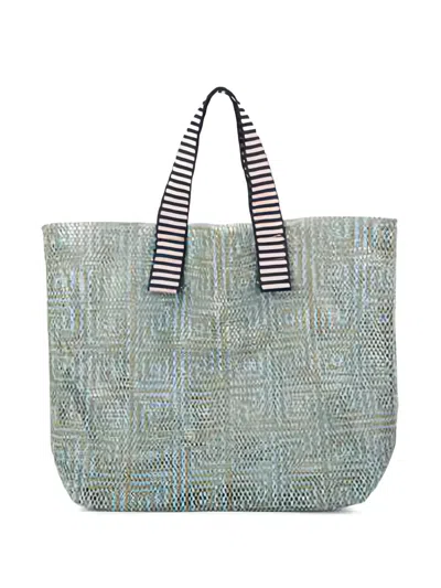 Epice Small Kanpur Geometric-print Tote Bag In Green