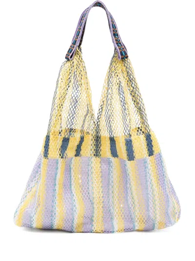 Epice Striped Mesh Shoulder Bag In Yellow