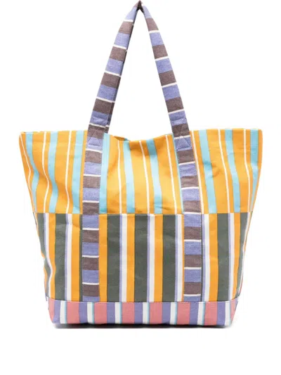 Epice Striped Panelled Tote Bag In Orange
