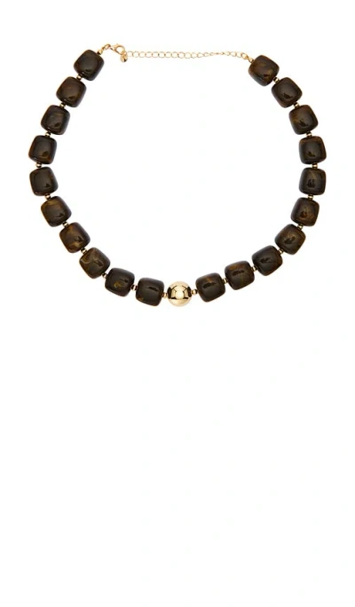 Epifene Chunky Brown Resin Beaded Necklace