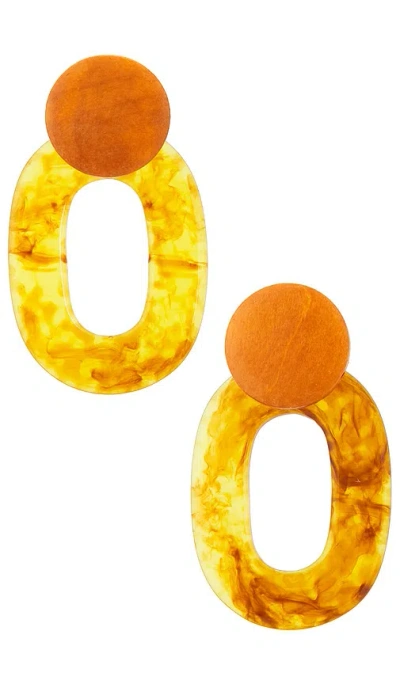 Epifene Oversized Brown Resin & Wood Earrings