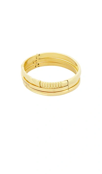 Epifene Thin Crystal & Croissant Bracelets Set Of 3 In Gold