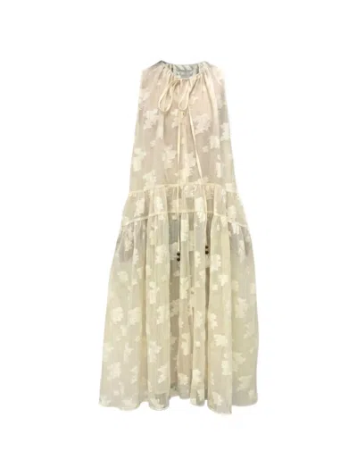 Epingler Floral-pattern Halter Midi Dress In Neutral