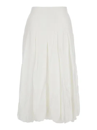 Epingler Pleated Balloon-hem Viscose Skirt In White