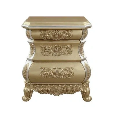 Epoch 3 Drawers Resin Nightstand In Gold