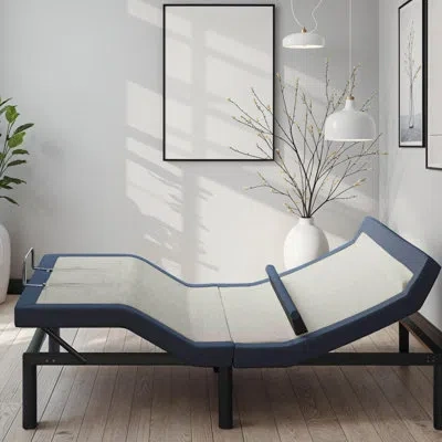 Epoch Adjustable Bed Base With Head/foot Tilt And Lumbar Position Adjustment In Blue;gray