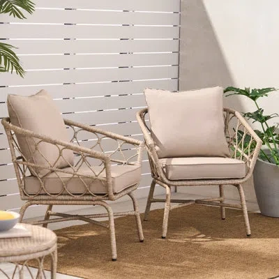 Epoch Boho-inspired Outdoor Club Chair With Water-resistant Cushions And Durable Rattan Wicker In Brown