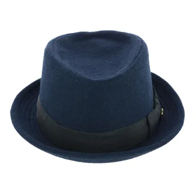 Epoch Hats Company Men's Diamond Shape Wool Fedora With Grosgrain Hatband In Blue