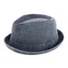 Epoch Hats Company Men's Washed Denim Cotton Fedora Hat In Black