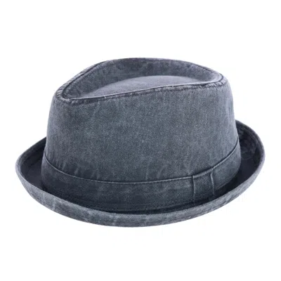 Epoch Hats Company Men's Washed Denim Cotton Fedora Hat In Black