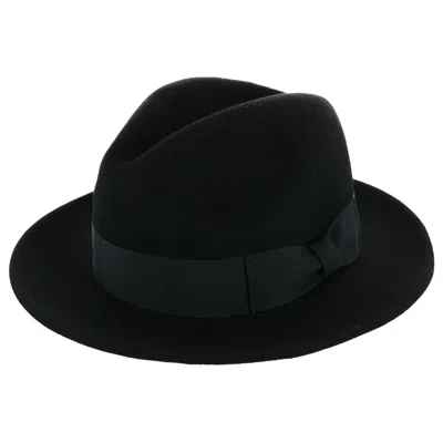 Epoch Hats Company Men's Wool Felt Fedora With Grosgrain Bow Hatband In Black