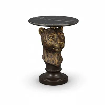 Epoch Leopard Head Accent Table Animal Statue End Tables Livingroom In Brown
