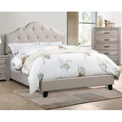 Epoch Majestic Arch Bed Adjustable Hb Polyfiber Tufted Upholstered Wooden Bedframe Bedroom Furniture In Light Brown