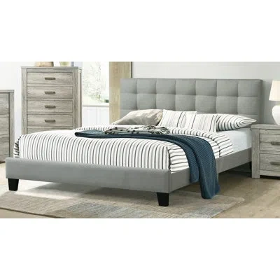 Epoch Modern 1pc Bed Polyfiber Tufted Headboard Platform Bed Frame In Gray