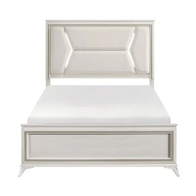 Epoch Modern Luxury Bed Upholstered Headboard With Led Ing Wooden Bedroom Furnitureand Gold In Antique White