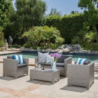 Epoch Sturdy Concrete Outdoor Umbrella Base With Stainless Steel Holder, Perfect For Patio And Garden Use In Gray