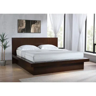 Epoch Tokyo Wood Eastern King Led Panel Bed In Cappuccino