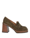 Epoche' Xi Woman Loafers Military Green Size 8 Leather In Green