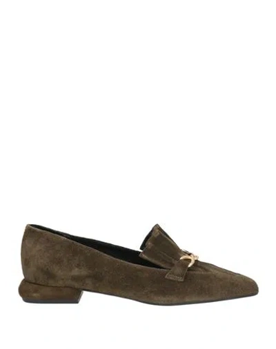 Epoche' Xi Woman Loafers Military Green Size 7 Leather