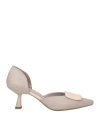 Epoche' Xi Woman Pumps Grey Size 6 Leather In Grey