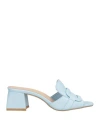 Epoche' Xi Woman Sandals Sky Blue Size 7 Leather In Blue
