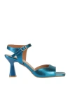 Epoche' Xi Woman Sandals Turquoise Size 6 Leather In Blue