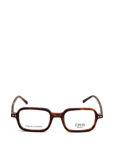 Epos Ang Tortoiseshell-effect Clip-on Glasses In Brown