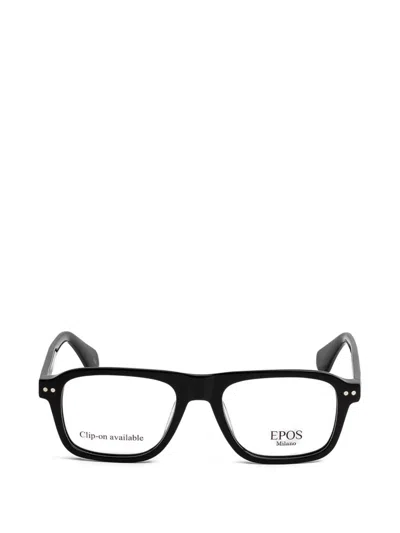 Epos Sam Clip-on Rectangle-frame Glasses In Black
