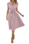Epretty Button Up Midi Dress In Blush In Gold
