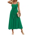 Epretty Tie Front Midi Dress Green In Green