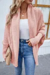 Epretty Draped Open Knit Batwing Cardigan In Pink