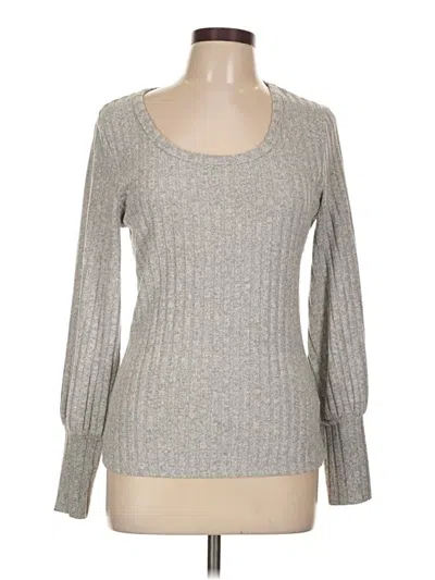 Pre-owned Epretty Long Sleeve Top Gray Scoop Neck Tops