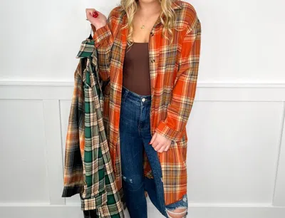 Epretty Make It Sweet Long Sleeve Flannel Top In Orange