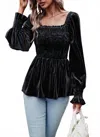 Epretty My Mysterious Side Velvet Top In Black In Black