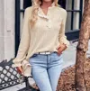 Epretty Textured Long Sleeve Blouse In Apricot