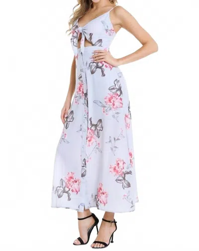Epretty Tie Front Floral Dress In Blue In Multi
