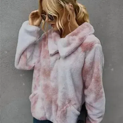 Epretty Women's Tie-dye Sherpa Outerwear Jacket/top In Pink/white
