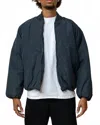 Eptm Cropped Bubble Bomber Jacket In Charcoal In Blue