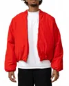 Eptm Cropped Bubble Bomber Jacket In Red In Red