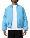 Eptm Cropped Bubble Bomber Jacket In Sky Blue In Blue