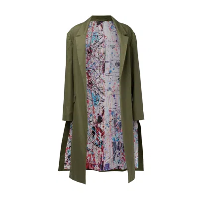 Equalshuman Red / Green Men's Army Green Splattered Blazer In Red/green