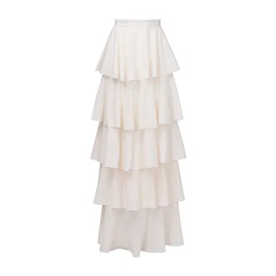 Equalshuman Women's Classic Layered Skirt White