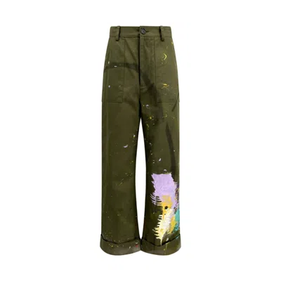 Equalshuman Women's Green Eqh X Licata Bean Hand Painted Army Pant