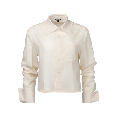 Equalshuman Women's White Cropped Button Down