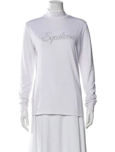 Pre-owned Equiline Turtleneck Long Sleeve Top In White